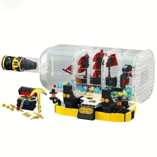 Corabie de Pirați în Sticlă cu LED – Set de Construcție Creativ pentru Copii, 852 piese