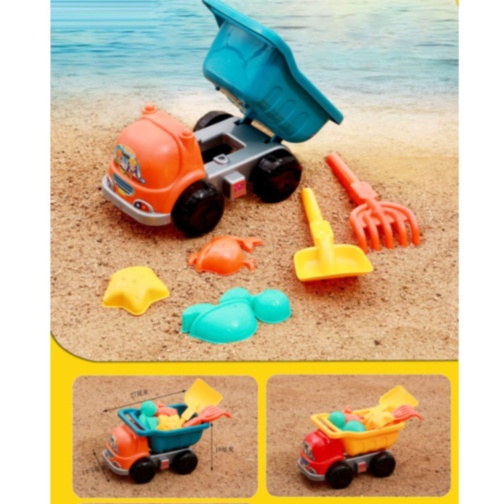 Camion Basculant de Jucărie cu Set Nisip – Excavator și Forme Marine (culoare aleatorie)