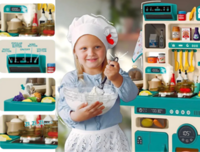 Bucătărie Interactivă cu Aburi, Lumină și Sunete – Set Complet 93 Piese  | image