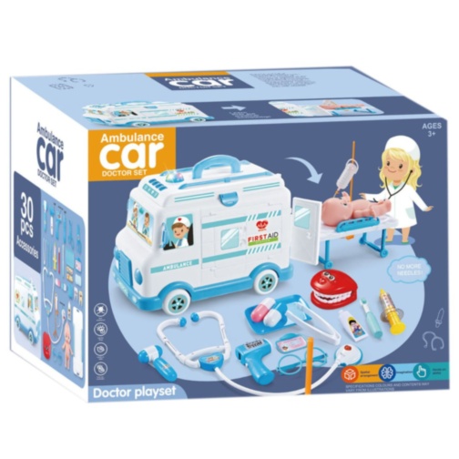 Ambulanță de jucărie cu trusă medicală pentru copii