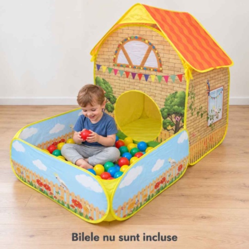 Căsuță de joacă pliabilă cu piscină pentru bile