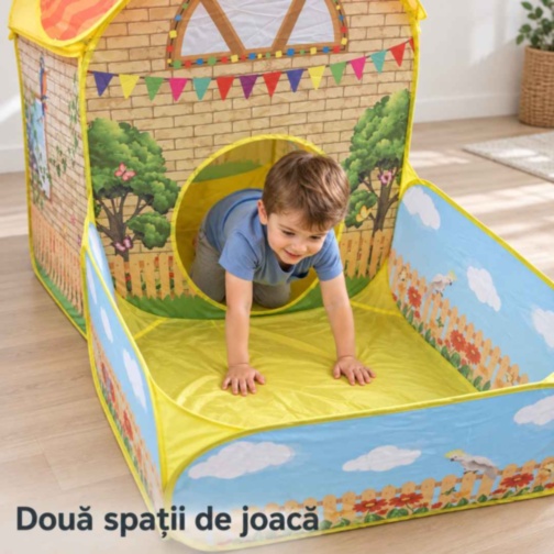 Căsuță de joacă pliabilă cu piscină pentru bile