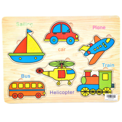 Puzzle educativ din lemn cu vehicule
