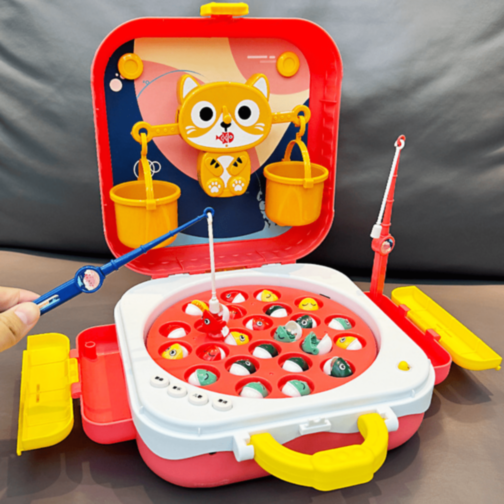 Joc Pescuit Magnetic Electric în Rucsac Copii (culoare aleatorie)