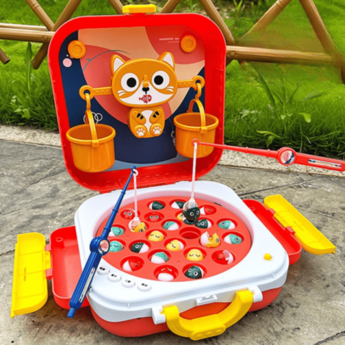 Joc Pescuit Magnetic Electric în Rucsac Copii (culoare aleatorie)