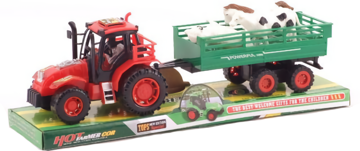 Tractor cu Remorcă cu Animale, 32cm   