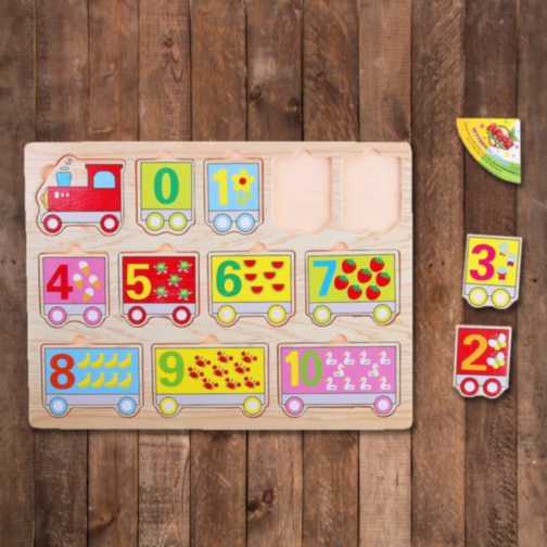 Puzzle Tren cu Numere și Vagoane