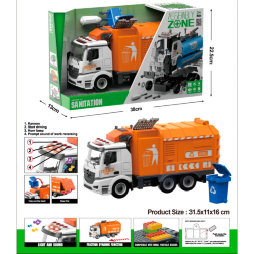 Camion de Salubrizare cu Lumină și Sunet – Asamblare și Funcții Interactive