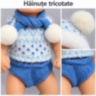 Păpușă bebeluș realistă de 20 cm cu hăinuțe tricotate