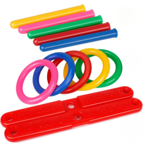 Joc de Aruncat Inele Colorate – Activitate Educativă pentru Interior și Exterior