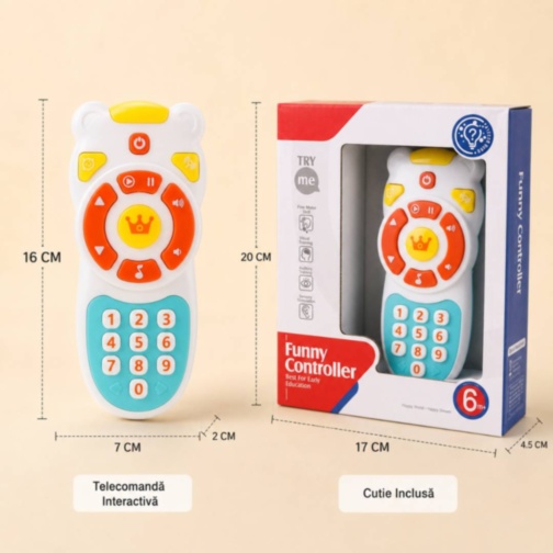 Telecomandă jucărie muzicală cu lumini pentru bebeluși
