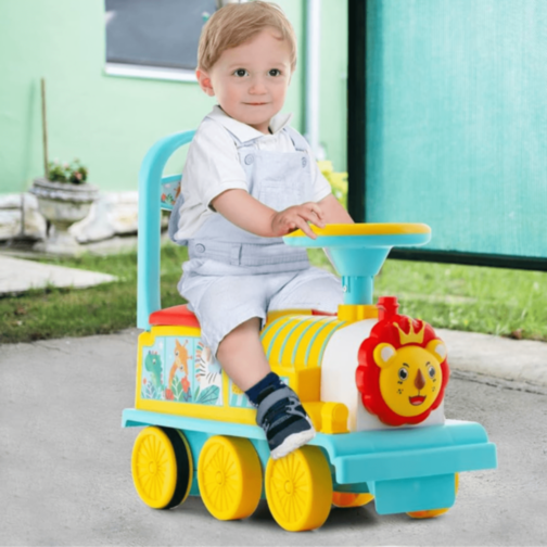 Trenuleț Copii cu Leu Muzical și Volan Interactiv