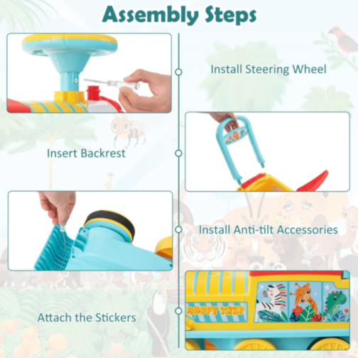 Trenuleț Copii cu Leu Muzical și Volan Interactiv