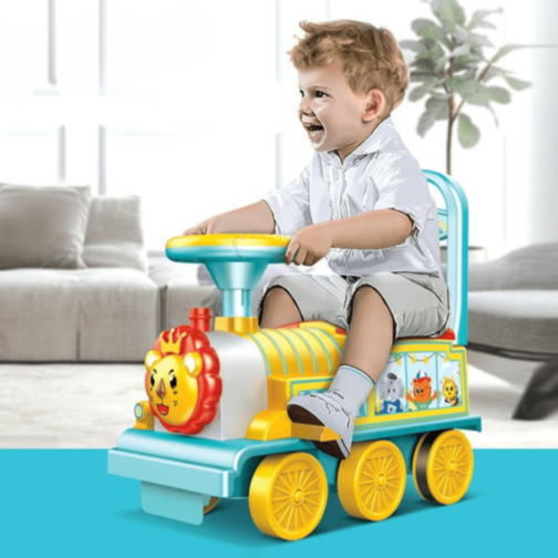 Trenuleț Copii cu Leu Muzical și Volan Interactiv
