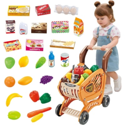 Cărucior cumpărături copii cu alimente și accesorii supermarket | image