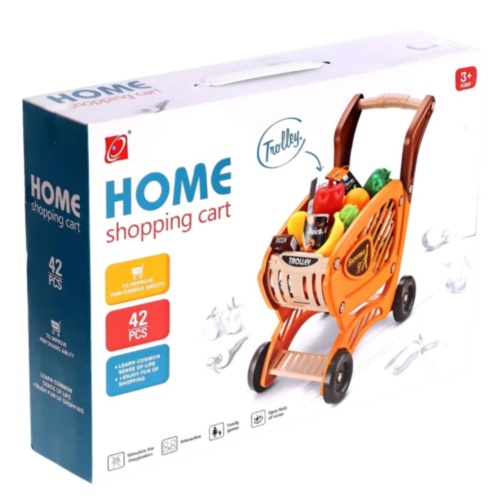 Cărucior cumpărături copii cu alimente și accesorii supermarket