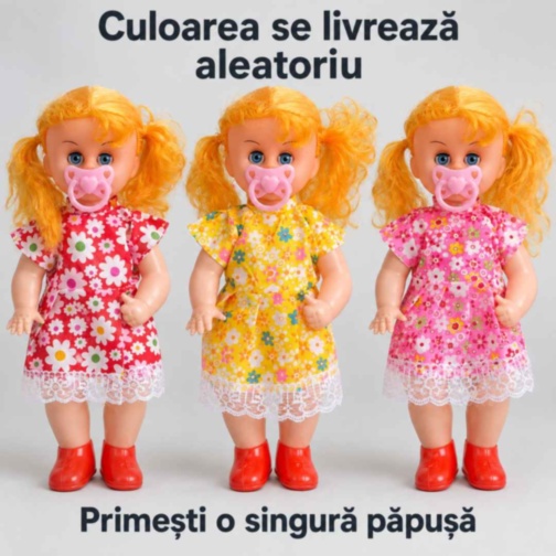 Păpușă cu suzetă și sunete de plâns, 33 cm