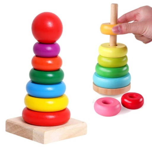 Mini Piramida Multicoloră din Lemn