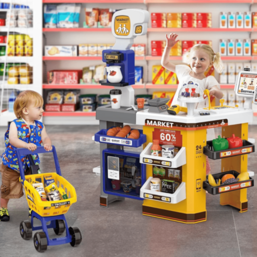 Supermarket Jucărie Interactiv cu Casă și Cărucior
