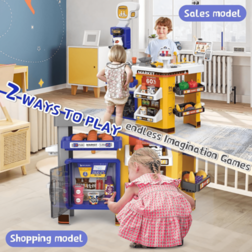 Supermarket Jucărie Interactiv cu Casă și Cărucior