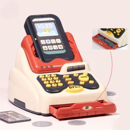 Casă de marcat supermarket copii cu accesorii și scanner