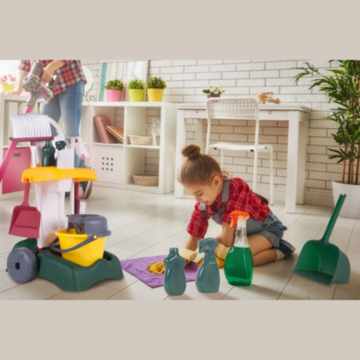 Set de Curățenie pentru Copii | Cărucior cu Accesorii și Ustensile