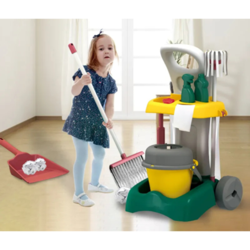 Set de Curățenie pentru Copii | Cărucior cu Accesorii și Ustensile
