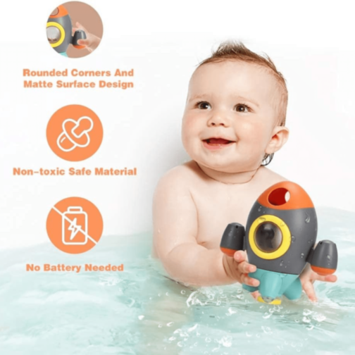 Jucărie de Baie Rachetă cu Jet de Apă (culoare aleatorie)