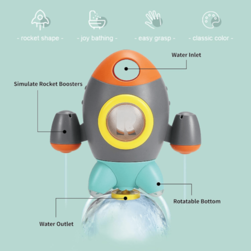 Jucărie de Baie Rachetă cu Jet de Apă (culoare aleatorie)