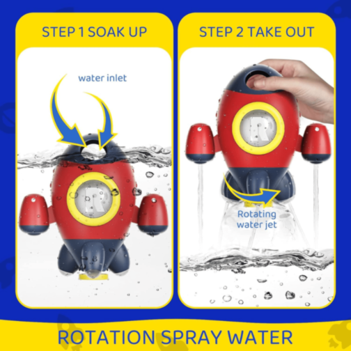 Jucărie de Baie Rachetă cu Jet de Apă (culoare aleatorie)