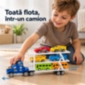 Camion transportor cu inerție, patru mașinuțe și două autobuze