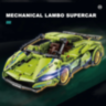 Mașină Supercar Mecanică Verde cu Funcție Pull-Back, Set de 470 Piese  