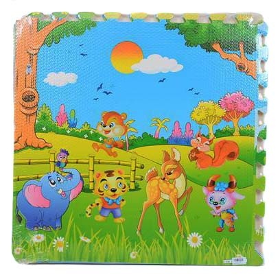 Covoraș Puzzle din Burete "Animale din Pădure", 4 Plăci, 120 X 120cm
