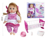 Păpușă Muzicală cu Pătuț și Pampers, face pipi la oliță