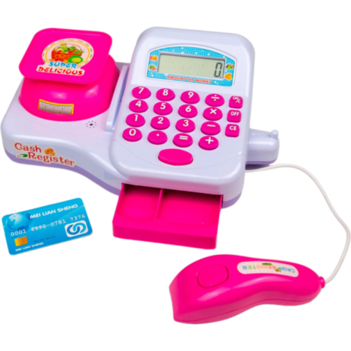 Set de joacă supermarket cu casă de marcat, coș și accesorii