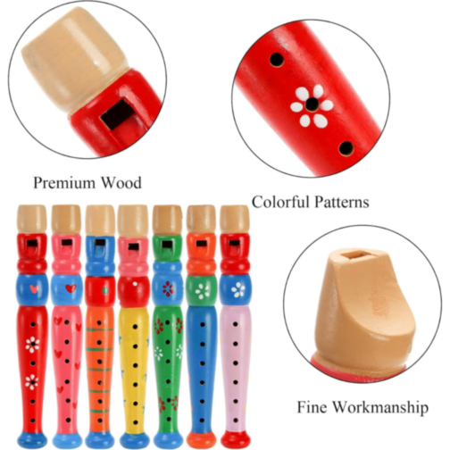 Fluier din Lemn pentru Copii – Design Colorat (culoare aleatorie)