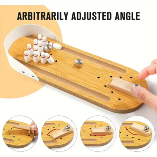 Bowling de Masă din Lemn – Joc Interactiv pentru Copii și Familie