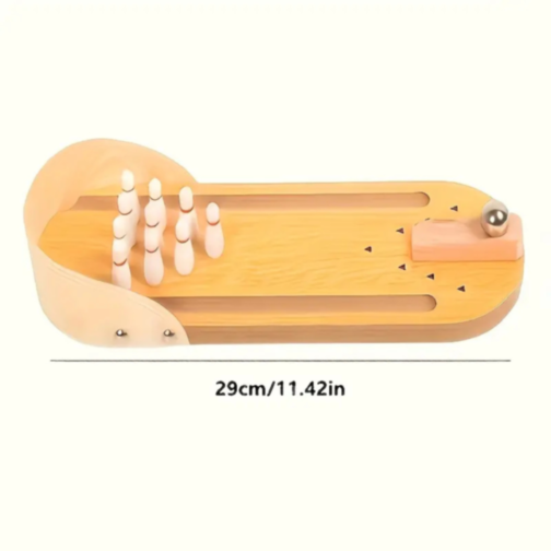 Bowling de Masă din Lemn – Joc Interactiv pentru Copii și Familie