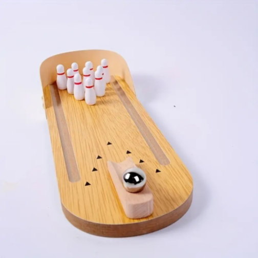 Bowling de Masă din Lemn – Joc Interactiv pentru Copii și Familie