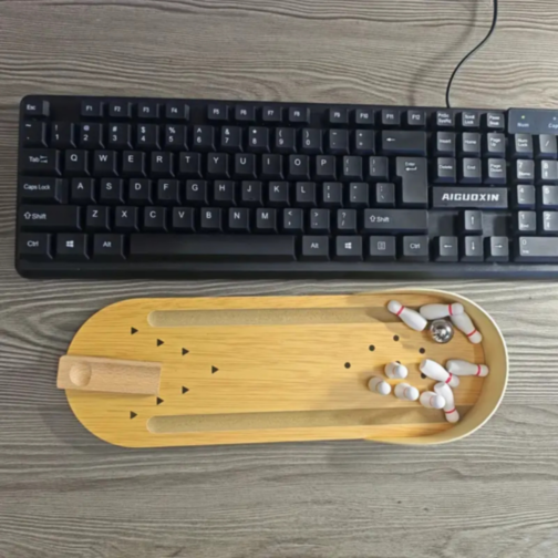 Bowling de Masă din Lemn – Joc Interactiv pentru Copii și Familie