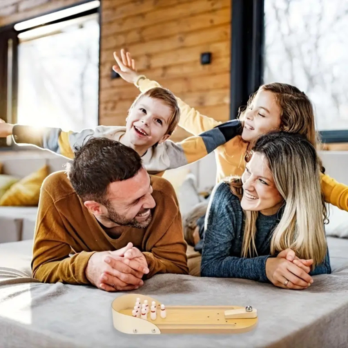 Bowling de Masă din Lemn – Joc Interactiv pentru Copii și Familie