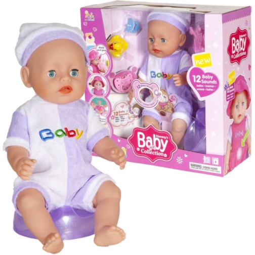 Bebelușul  la Oliță  Interactiv, cu 12 Sunete Realiste, Pampers, Oliță, Suzetă și Biberon