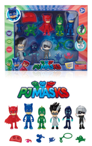Eroii în Pijamale, Set 6 Figurine cu Accesorii, PJ Masks