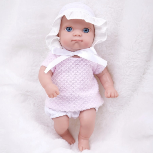 Păpușă Bebeluș Interactivă cu Ochii Albaștri și Hăinuțe Delicate
