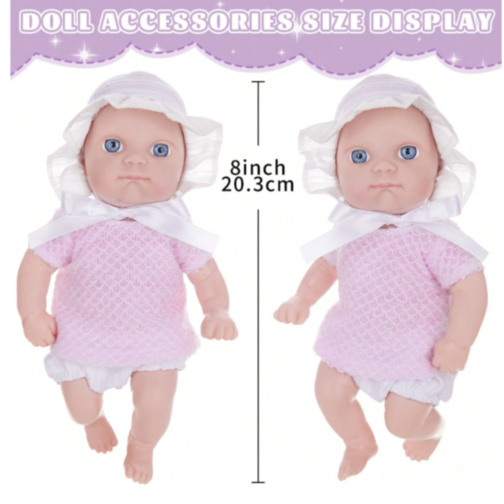 Păpușă Bebeluș Interactivă cu Ochii Albaștri și Hăinuțe Delicate
