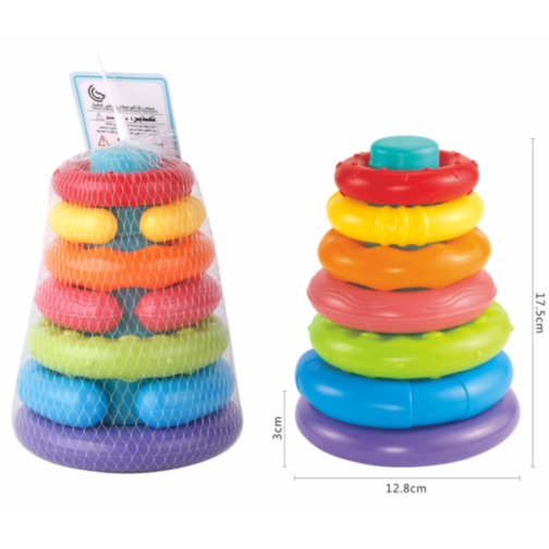 Turn cu Inele Colorate – Jucărie Montessori pentru Bebeluși