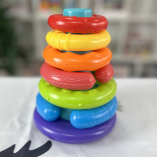 Turn cu Inele Colorate – Jucărie Montessori pentru Bebeluși