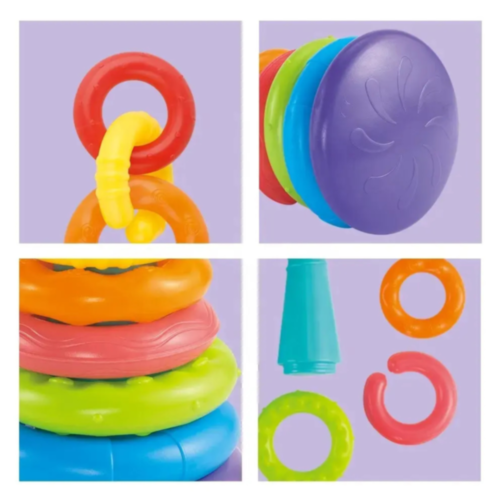Turn cu Inele Colorate – Jucărie Montessori pentru Bebeluși
