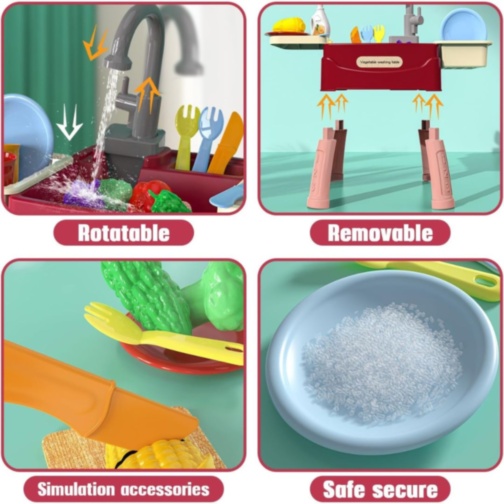 Set de Joacă Chiuvetă pentru Copii cu Apă Recirculabilă și Accesorii 