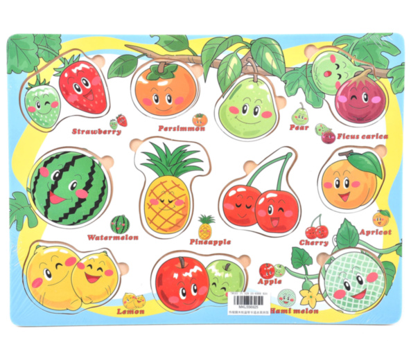 Puzzle Incastru din Lemn, Fructe și Legume
